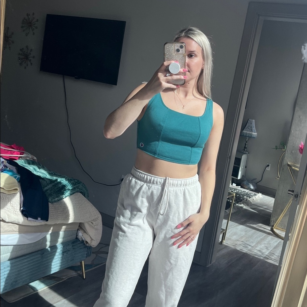 CHAMPION Teal Cropped Tank Top